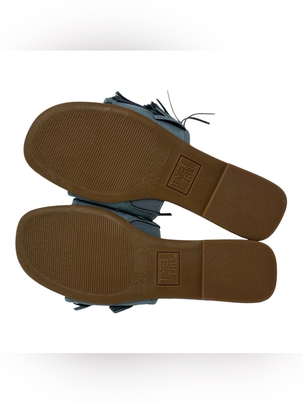 Time and Tru Blue Fringe Slide Sandals Size 7 - Picture 11 of 12